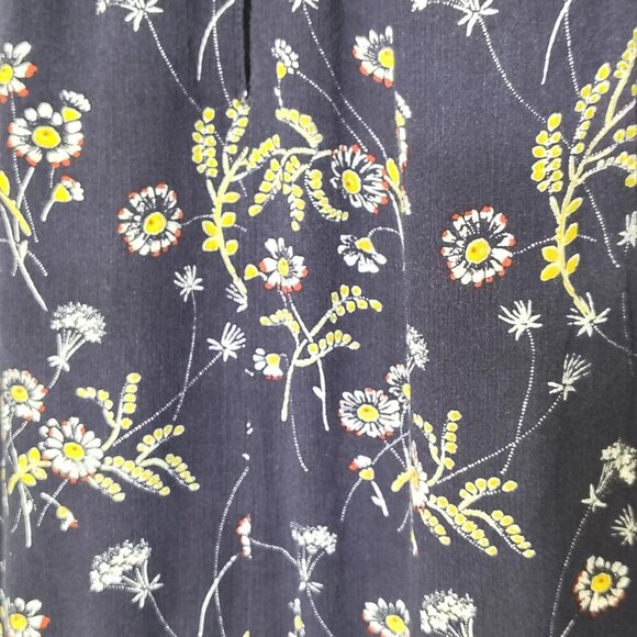 Ann Taylor LOFT Women’s Size M Navy Floral Romper With Pockets Tie Neck - Picture 4 of 5